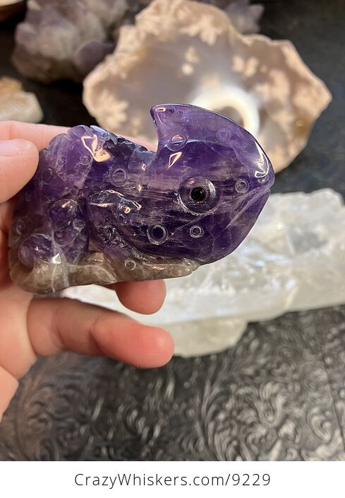 Hand Carved Purple Amethyst Stone Chameleon Lizard Crystal Figurine - #1lmAE8PkPVA-2
