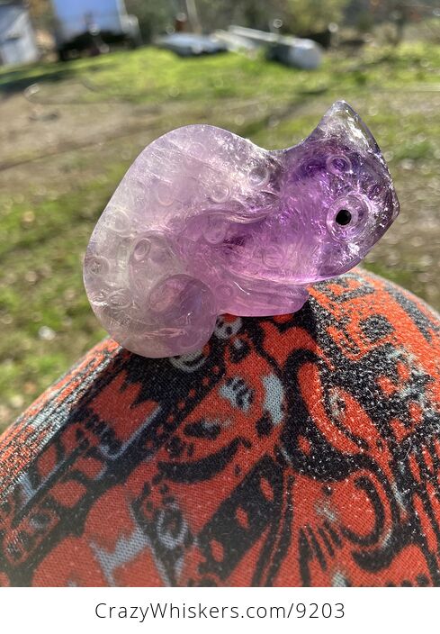 Hand Carved Purple Amethyst Stone Chameleon Lizard Crystal Figurine - #fMKjxTpHsFk-4