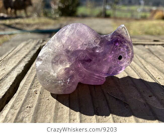 Hand Carved Purple Amethyst Stone Chameleon Lizard Crystal Figurine - #fMKjxTpHsFk-5