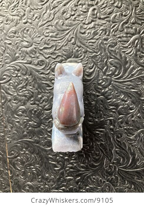 Hand Carved Rhinoceros Head in Moss Agate Crystal Stone - #xJswfsiTaL0-8