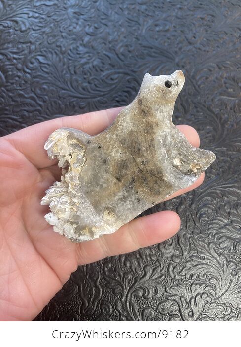 Hand Carved Stone Bear Crystal Figurine - #Y9gw4VcM2lw-1