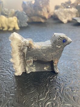 Hand Carved Stone Dog Crystal Figurine #9NvEBh27nVo