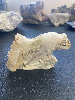 Hand Carved Stone Rhinoceros Crystal Figurine #nX6NZBjusZ4