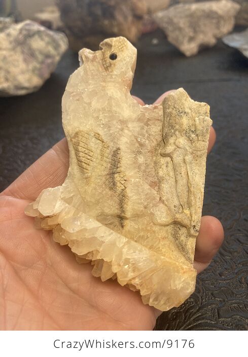 Hand Carved Stone Rhinoceros Crystal Figurine - #nX6NZBjusZ4-3