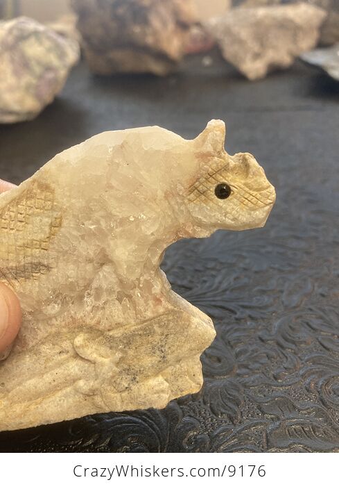 Hand Carved Stone Rhinoceros Crystal Figurine - #nX6NZBjusZ4-2