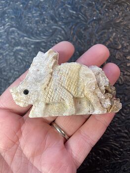 Hand Carved Stone Triceratops Dinosaur Crystal Figurine #O1J8FaVKyLM