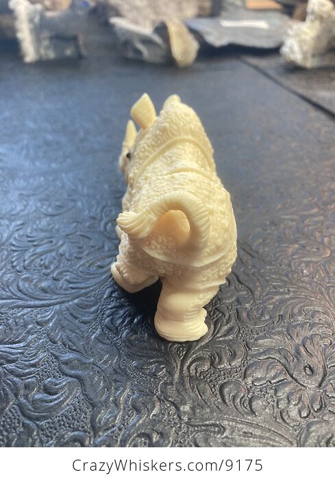 Hand Carved Tagua Nut Rhinoceros Figurine - #Cdvo3Y7V14M-6