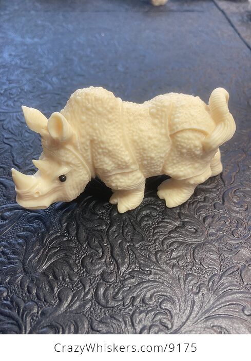 Hand Carved Tagua Nut Rhinoceros Figurine - #Cdvo3Y7V14M-3