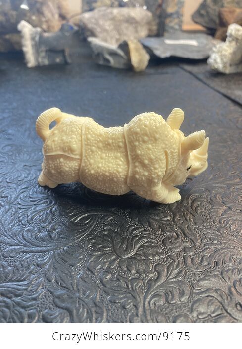 Hand Carved Tagua Nut Rhinoceros Figurine - #Cdvo3Y7V14M-5