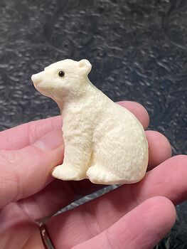 Hand Carved Tagua Nut Sitting Polar Bear Cub Figurine #oJWlCC7Kvbo