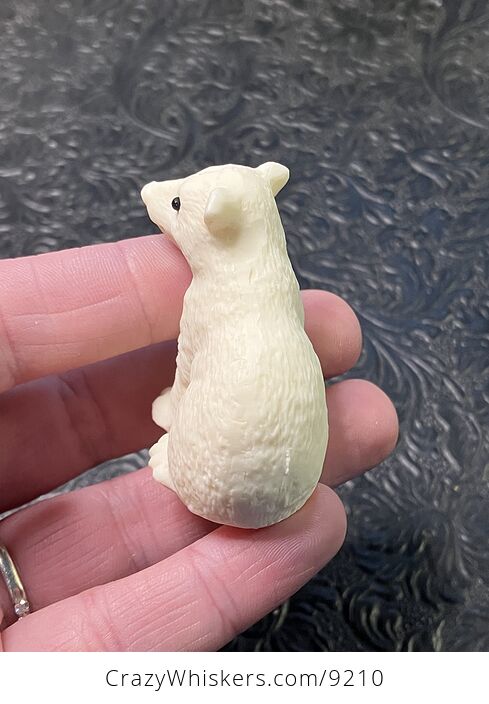 Hand Carved Tagua Nut Sitting Polar Bear Cub Figurine - #oJWlCC7Kvbo-6