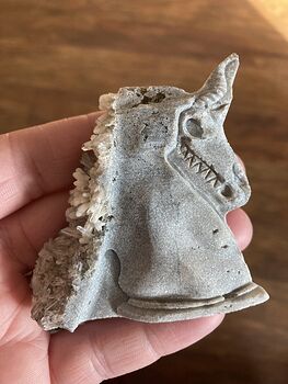 Hand Carved Unicorn Skeleton Figurine in Quartz Crystal Stone #tmkjZv5aTbY