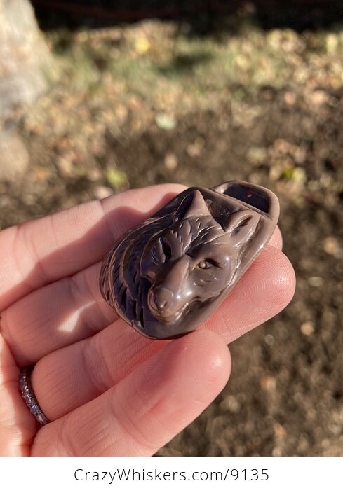 Hand Carved Wolf Succor Creek Jasper Stone Top Drilled Pendant Bead Cabochon - #hh21cOUijhA-2