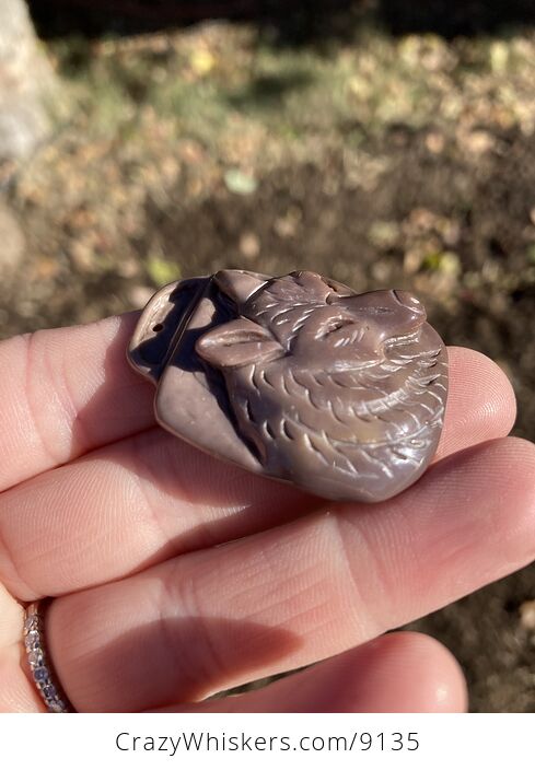Hand Carved Wolf Succor Creek Jasper Stone Top Drilled Pendant Bead Cabochon - #hh21cOUijhA-3