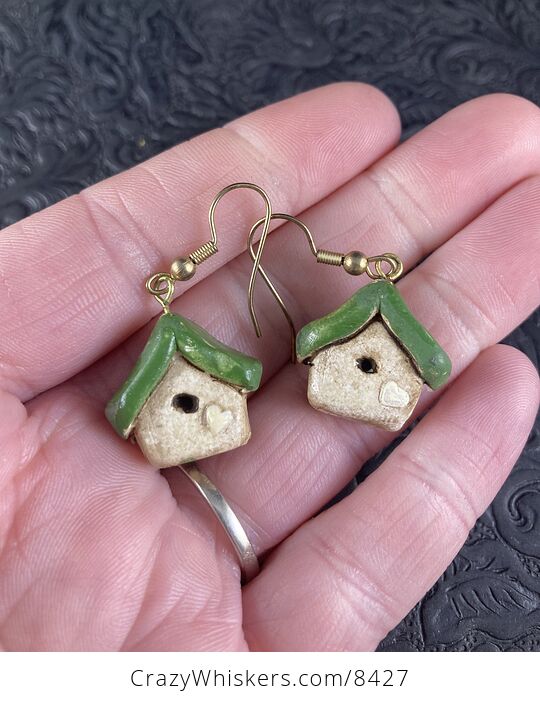 Handmade Clay Bird House Earrings - #fiRVeurQidk-1