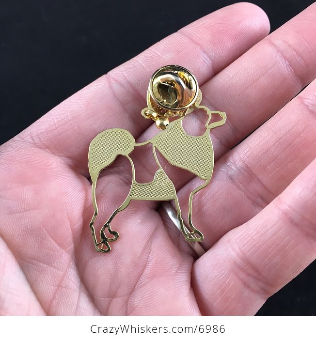 Hanging Gold Toned Dog Brooch Pin Jewelry - #BOIPCykAxNM-3