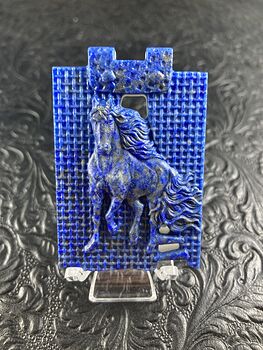 Horse Carved Lapis Lazuli and White Jade Stone Pendant Cabochon Jewelry Mini Art Ornament #ZkYTRI0Z0U0