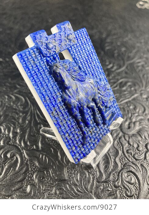 Horse Carved Lapis Lazuli and White Jade Stone Pendant Cabochon Jewelry Mini Art Ornament - #ZkYTRI0Z0U0-3