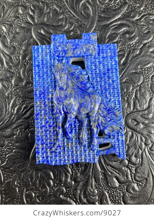 Horse Carved Lapis Lazuli and White Jade Stone Pendant Cabochon Jewelry Mini Art Ornament - #ZkYTRI0Z0U0-6