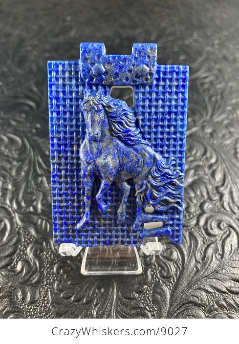 Horse Carved Lapis Lazuli and White Jade Stone Pendant Cabochon Jewelry Mini Art Ornament - #ZkYTRI0Z0U0-1
