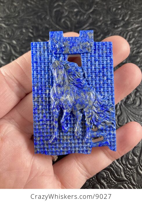 Horse Carved Lapis Lazuli and White Jade Stone Pendant Cabochon Jewelry Mini Art Ornament - #ZkYTRI0Z0U0-4
