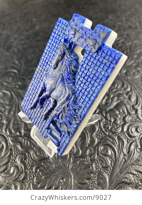 Horse Carved Lapis Lazuli and White Jade Stone Pendant Cabochon Jewelry Mini Art Ornament - #ZkYTRI0Z0U0-2