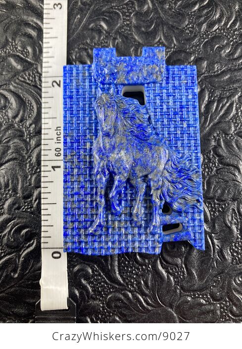 Horse Carved Lapis Lazuli and White Jade Stone Pendant Cabochon Jewelry Mini Art Ornament - #ZkYTRI0Z0U0-7