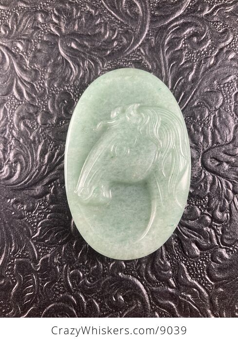 Horse Carved Mini Art Green Aventurine Stone Pendant Cabochon Jewelry - #y3pvZklqm5s-5