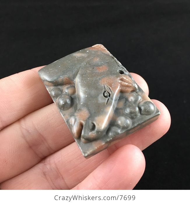 Horse Carved Ribbon Jasper Stone Pendant Jewelry - #SIEbaHf5L3M-3