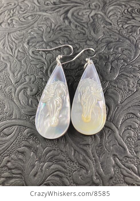 Horse Mother of Pearl and Jasper Earrings Jewelry - #7VAgNtRhS8c-4