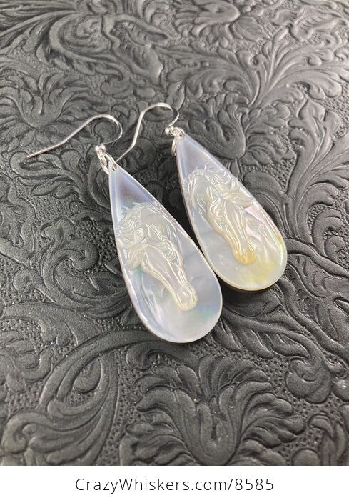 Horse Mother of Pearl and Jasper Earrings Jewelry - #7VAgNtRhS8c-6