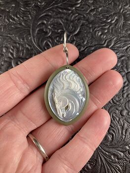 Horse Mother of Pearl Carved Shell Jewelry Pendant #ekSB5R1XDxU