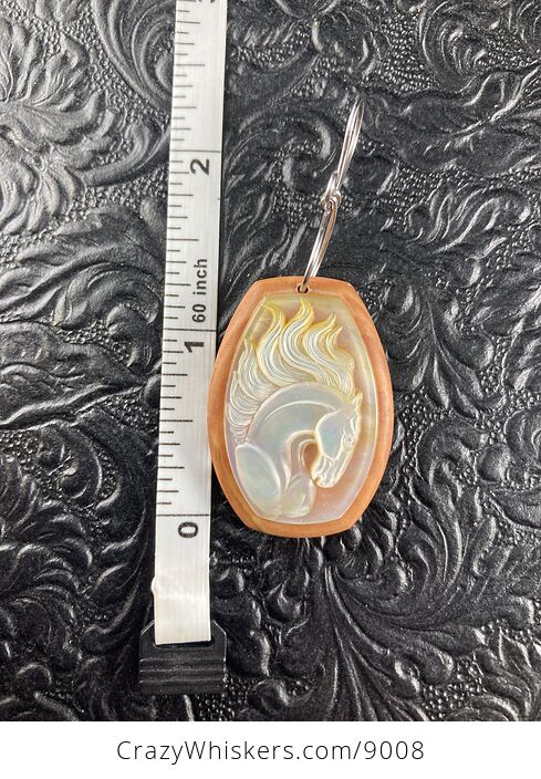 Horse Mother of Pearl Carved Shell Jewelry Pendant - #8Y86jlsAANE-4