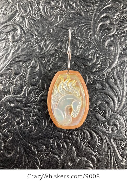 Horse Mother of Pearl Carved Shell Jewelry Pendant - #8Y86jlsAANE-3