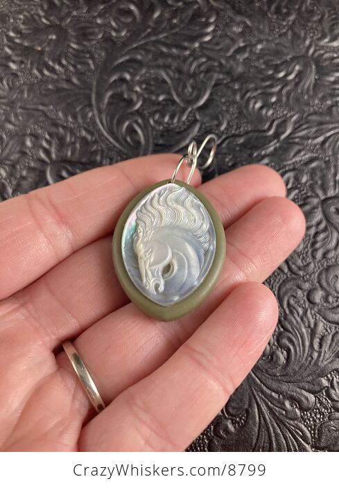 Horse Mother of Pearl Carved Shell Jewelry Pendant - #ekSB5R1XDxU-2