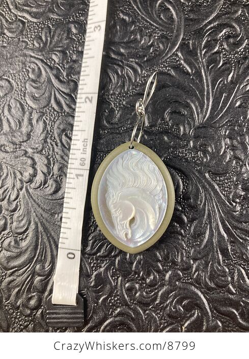 Horse Mother of Pearl Carved Shell Jewelry Pendant - #ekSB5R1XDxU-6