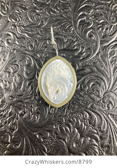 Horse Mother of Pearl Carved Shell Jewelry Pendant - #ekSB5R1XDxU-5