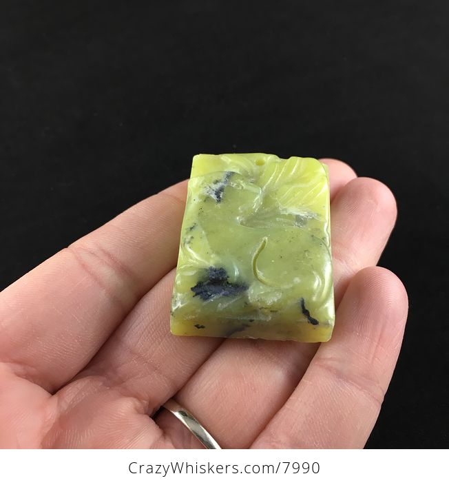 Kitty Cat Carved Lemon Jade Stone Pendant Jewelry - #nsYxiDjRwM0-5