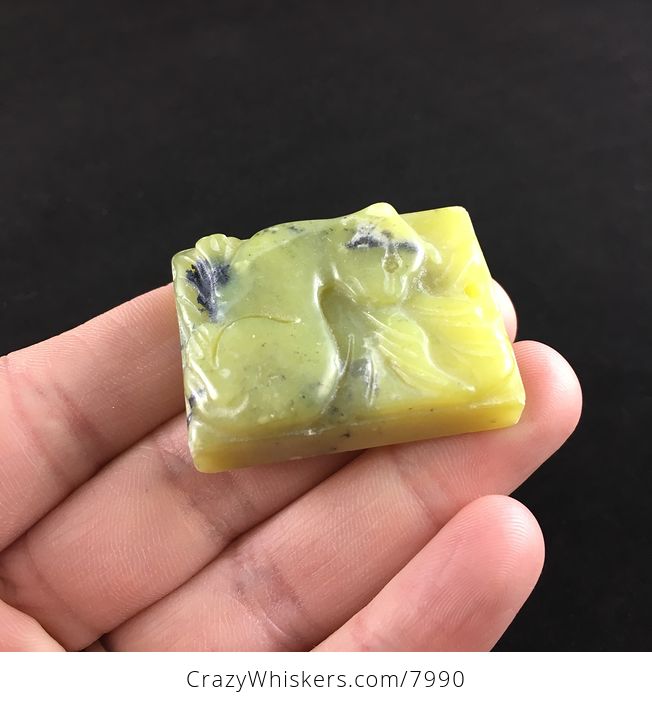 Kitty Cat Carved Lemon Jade Stone Pendant Jewelry - #nsYxiDjRwM0-4