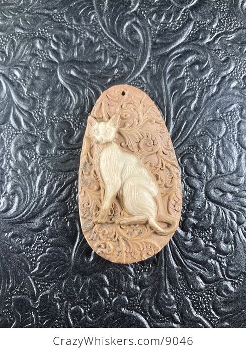 Kitty Cat Carved Mini Art Jasper Stone Pendant Cabochon Jewelry - #gAcZgVu308g-5