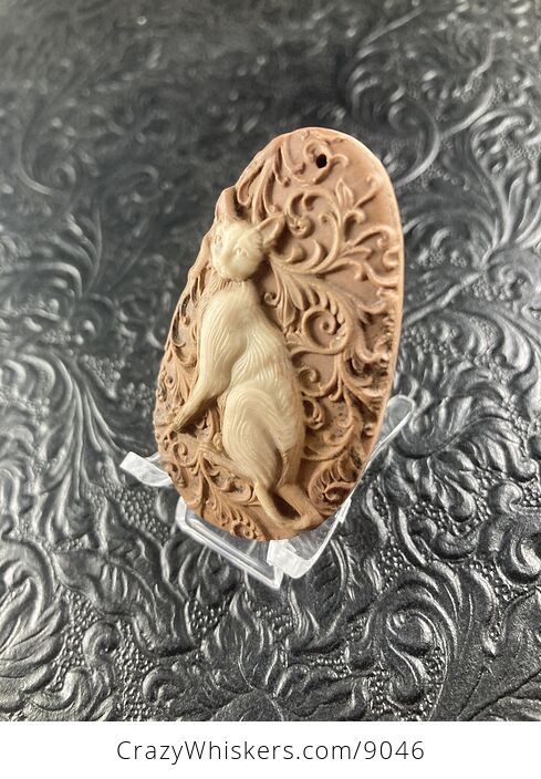 Kitty Cat Carved Mini Art Jasper Stone Pendant Cabochon Jewelry - #gAcZgVu308g-3