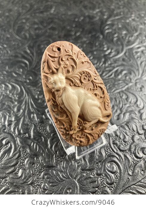 Kitty Cat Carved Mini Art Jasper Stone Pendant Cabochon Jewelry - #gAcZgVu308g-2
