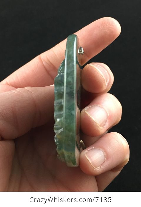 Koi Carp Fish Carved Moss Agate Stone Pendant Jewelry - #LWDxT1DytiM-5