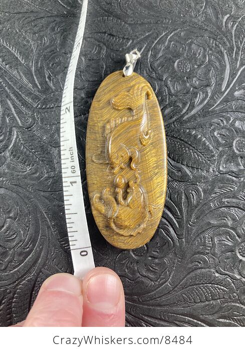 Koi Fish Carved in Tigers Eye Stone Pendant Jewelry - #Vdp6GkygUWY-2