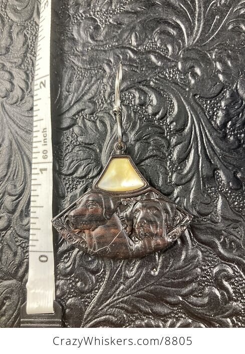 Lab Dog Wood and Mother of Pearl Pendant Ornament Mini Art Jewelry - #wc9Fau2HQFY-5