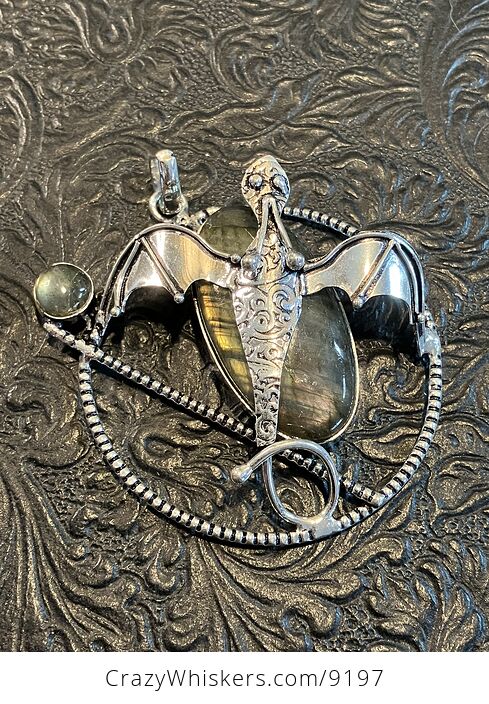 Labradorite Dragon Charm Pendant Stone Crystal Jewelry - #hUHptplTKsY-1