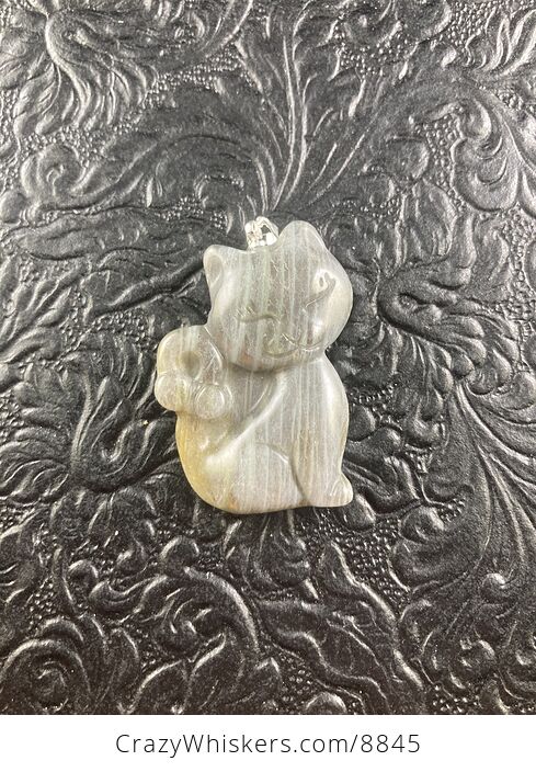 Labradorite Stone Kitty Cat Pendant Necklace Jewelry - #MTUCzkuQjzQ-4