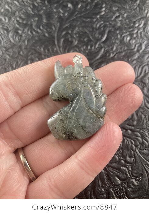 Labradorite Stone Unicorn Pendant Necklace Jewelry - #17VceIu5k08-1