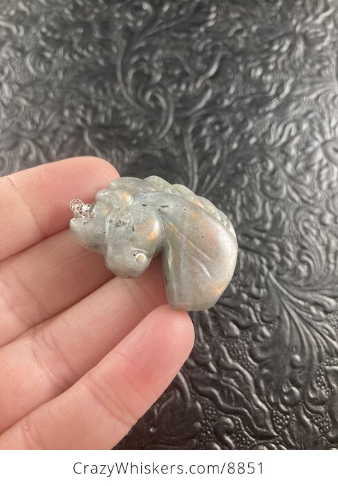 Labradorite Stone Unicorn Pendant Necklace Jewelry - #XwC1UhRjWMA-3