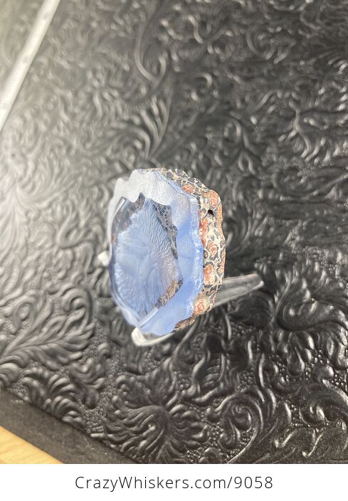 Lamp Work Glass Fishing Bear and Leopard Skin Jasper Stone Pendant Cabochon Jewelry Mini Art Ornament - #VzGvh466eyY-4